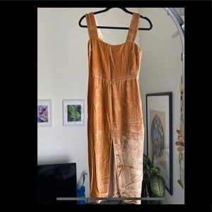Gold Velvet Reformation MIDI Dress